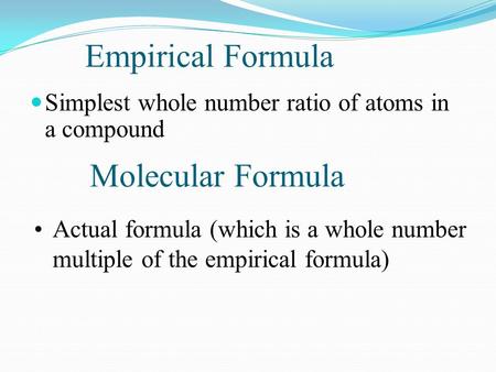 Empirical Formula Molecular Formula
