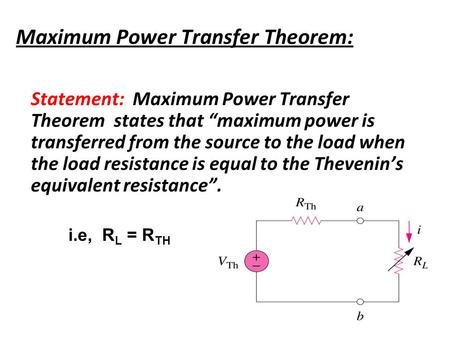 Maximum Power Transfer Theorem: