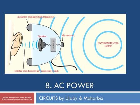 8. AC POWER CIRCUITS by Ulaby & Maharbiz All rights reserved. Do not copy or distribute. © 2013 National Technology and Science Press.