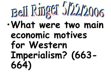 What were two main economic motives for Western Imperialism? ( )