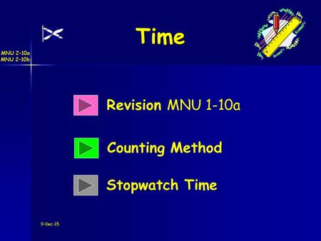 MNU 2-10a MNU 2-10b 9-Dec-15 Time Revision MNU 1-10a Counting Method Stopwatch Time.