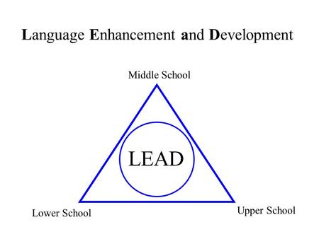 LEAD Lower School Middle School Upper School Language Enhancement and Development.
