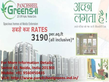  Panchsheel Greens is the most prestigious real estate group that provide quality construction, elegant design and safety of investment.  The Project.