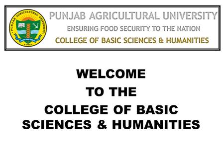 WELCOME TO THE COLLEGE OF BASIC SCIENCES & HUMANITIES.