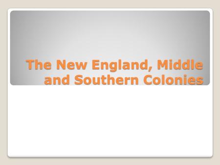 The New England, Middle and Southern Colonies. Why Settle? English settlers established colonies in North America for many reasons. Some colonies were.