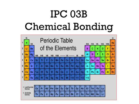 IPC 03B Chemical Bonding. Number of Valence Electrons Valence Electrons: Are electrons in the _________________________________________ The __________gases.