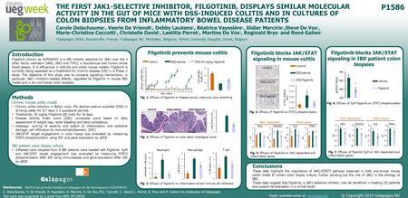 P1586 THE FIRST JAK1-SELECTIVE INHIBITOR, FILGOTINIB, DISPLAYS SIMILAR MOLECULAR ACTIVITY IN THE GUT OF MICE WITH DSS-INDUCED COLITIS AND IN CULTURES OF.