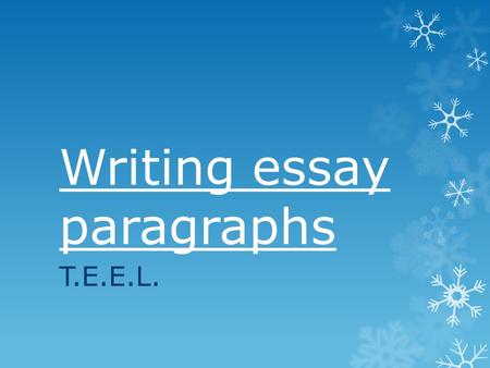 Writing essay paragraphs