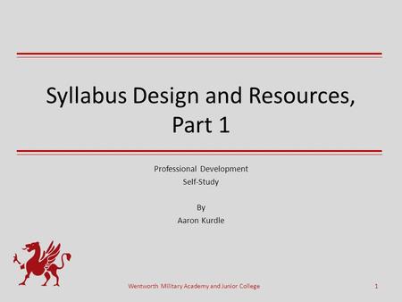 Syllabus Design and Resources, Part 1