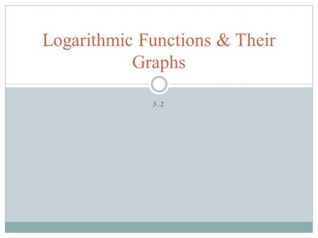Logarithmic Functions & Their Graphs