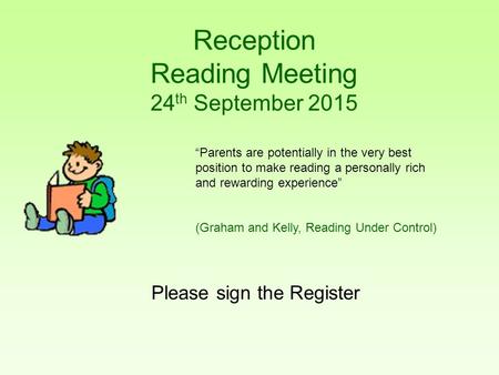 Reception Reading Meeting 24th September 2015