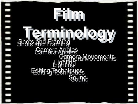 Film Terminology Shots and Framing Camera Angles Camera Movements