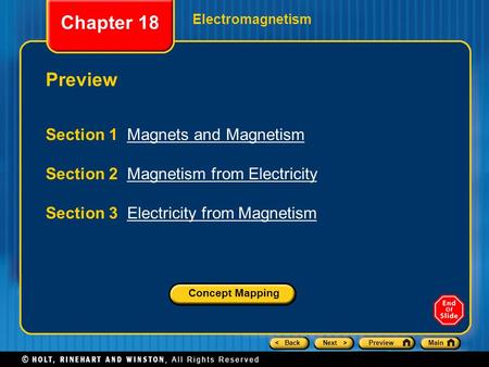 Chapter 18 Preview Section 1 Magnets and Magnetism