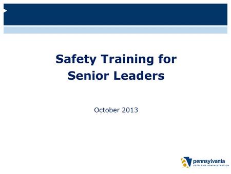 Safety Training for Senior Leaders October 2013
