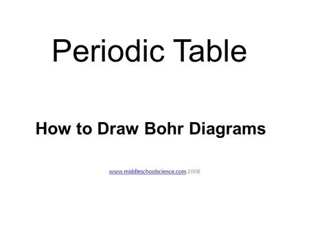Periodic Table www.middleschoolscience.comwww.middleschoolscience.com 2008 How to Draw Bohr Diagrams.