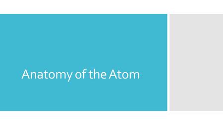 Anatomy of the Atom. Learning Goals  I will be able to identify parts of the atom.  I will be able to draw Bohr-Rutherford diagrams.