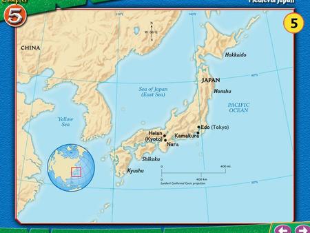 Section 1 Vocabulary Japan Japan – a chain of islands that stretches north to south in the N. Pacific Ocean – has 3,000+ islands 4 largest Japanese.
