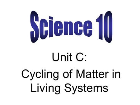 Unit C: Cycling of Matter in Living Systems. Aristotle (384 BC – 322 BC) He was one of the first Greek philosophers who used the Scientific Method of.