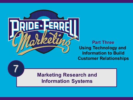 Part Three Using Technology and Information to Build Customer Relationships 7 Marketing Research and Information Systems.