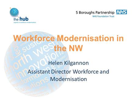 Workforce Modernisation in the NW Helen Kilgannon Assistant Director Workforce and Modernisation.