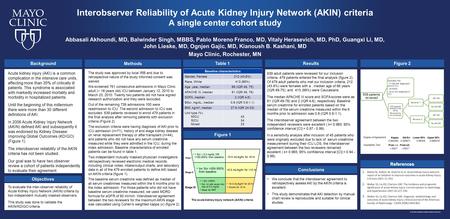 Interobserver Reliability of Acute Kidney Injury Network (AKIN) criteria A single center cohort study Figure 2 The acute kidney injury network (AKIN) criteria.