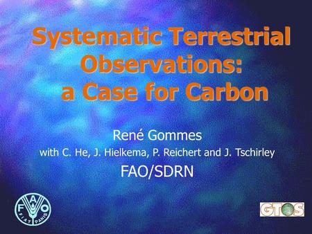 Systematic Terrestrial Observations: a Case for Carbon René Gommes with C. He, J. Hielkema, P. Reichert and J. Tschirley FAO/SDRN.