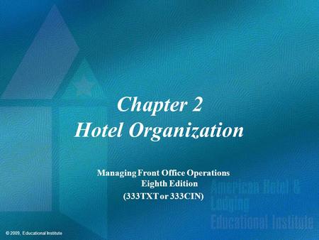 Competencies for Hotel Organization