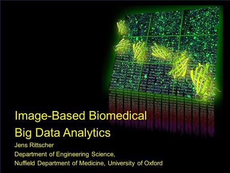 1 Image-Based Biomedical Big Data Analytics Jens Rittscher Department of Engineering Science, Nuffield Department of Medicine, University of Oxford.