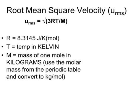 Root Mean Square Velocity (urms)