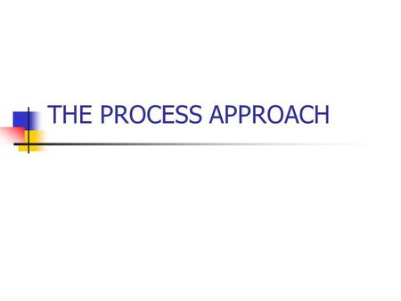 THE PROCESS APPROACH. Basic Concepts of Quality Outline Introduction to the Process Approach Types of Process Identification of Processes Process Analysis.