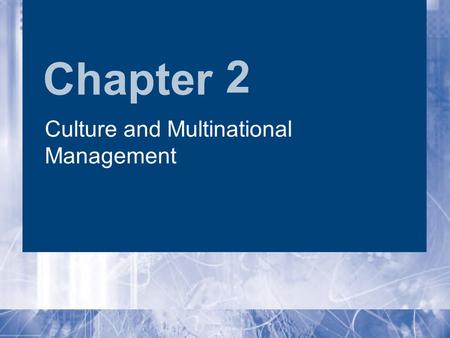 Chapter 2 Culture and Multinational Management. What is Culture? It is the shared beliefs, norms, values, and symbols that guide everyday life. Norms: