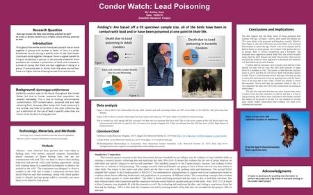 Research Question Does age increase the likely hood of being poisoned by lead? Do males or female Condors have a higher chance of being poisoned by lead.