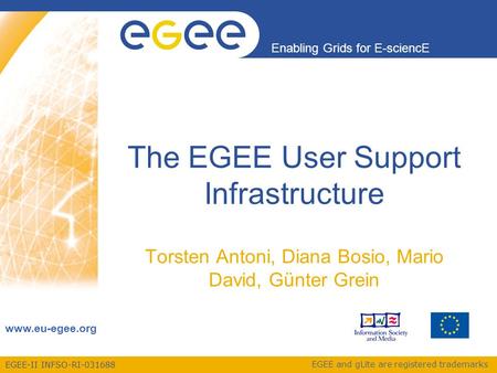 EGEE-II INFSO-RI-031688 Enabling Grids for E-sciencE www.eu-egee.org EGEE and gLite are registered trademarks The EGEE User Support Infrastructure Torsten.