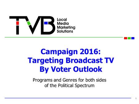 Campaign 2016: Targeting Broadcast TV By Voter Outlook Programs and Genres for both sides of the Political Spectrum 1.