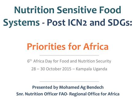 6th Africa Day for Food and Nutrition Security