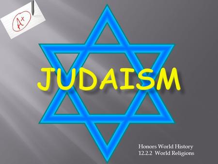 Honors World History 12.2.2 World Religions. = where Judaism is practiced = where Judaism originated Israel.