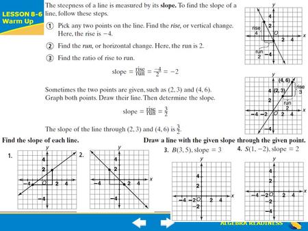 ALGEBRA READINESS LESSON 8-6 Warm Up Lesson 8-6 Warm-Up.
