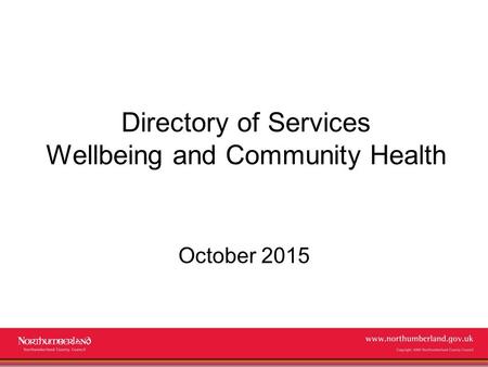 Directory of Services Wellbeing and Community Health