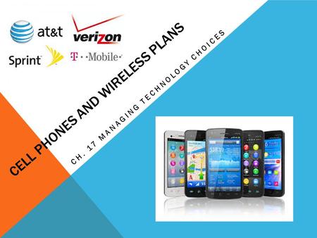 CELL PHONES AND WIRELESS PLANS CH. 17 MANAGING TECHNOLOGY CHOICES.
