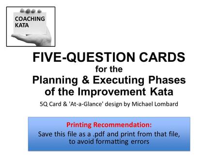 FIVE-QUESTION CARDS Planning & Executing Phases