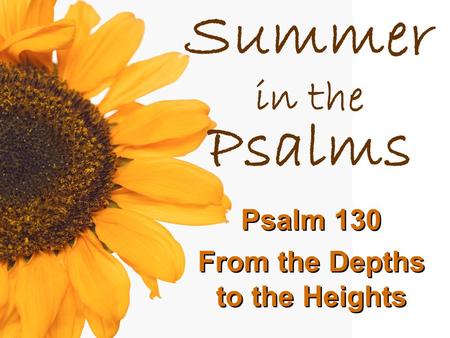 Summer in the Psalms Psalm 130 From the Depths to the Heights.