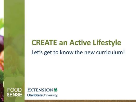 CREATE an Active Lifestyle Let’s get to know the new curriculum!