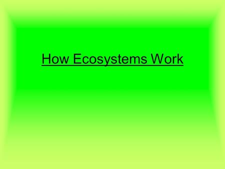 How Ecosystems Work.