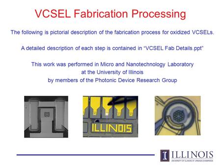 VCSEL Fabrication Processing