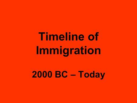 Timeline of Immigration