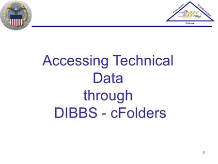 1 Accessing Technical Data through DIBBS - cFolders Performance Transformation Culture.