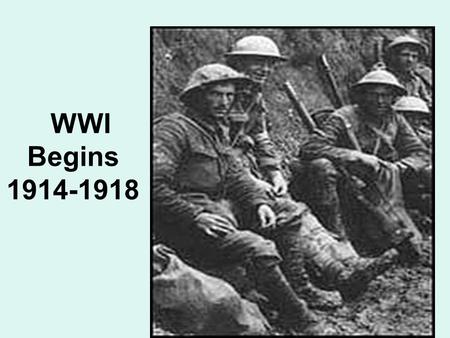 WWI Begins 1914-1918 1914-1918. 100 years of peace (Napoleonic Wars) were ending Secret alliances bound countries together June 28, 1914, Archduke Ferdinand.