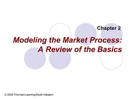 Modeling the Market Process: A Review of the Basics Chapter 2 © 2004 Thomson Learning/South-Western.