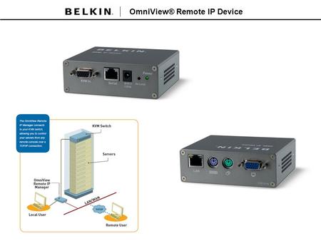 OmniView® Remote IP Device. OmniView® Remote IP Device – Features and Benefits Control your Server or KVM switch over LAN or WAN The OmniView SMB Remote.