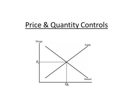 Price & Quantity Controls. Purpose of Controls Even when a market is efficient, governments often intervene to pursue greater fairness or to please a.